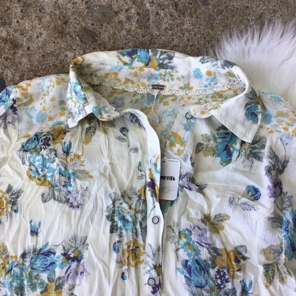 Free People Floral Button Down Top - Picture 4 of 5